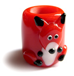 Foxy Dread Bead - dark orange glass with bushy tail.